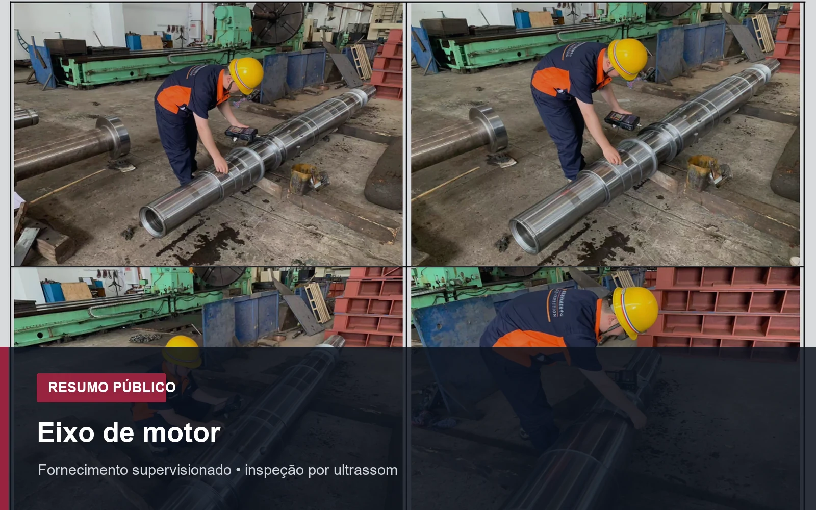 Inspeção por ultrassom em eixo de motor fornecido por fabricante externo
